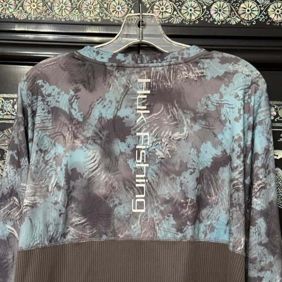 Huk Performance Fishing Long Sleeve XXL Shirt Blue Gray Camouflage Moisture-Wick - Picture 4 of 10